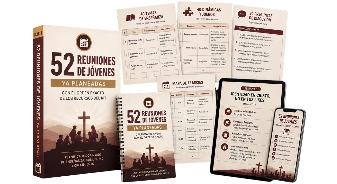 Bono 1: 52 reuniones de jóvenes ya planeadas, portada y páginas interiores